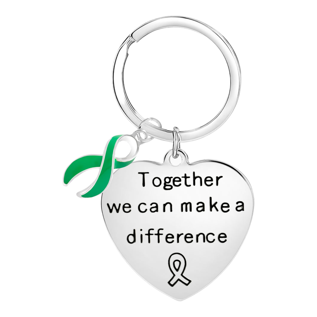 Green Ribbon Big Heart Key Chains