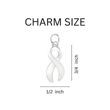 Load image into Gallery viewer, White Awareness Ribbon Charms Split Style Key Chain, The Awareness Company