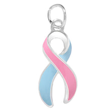 Load image into Gallery viewer, Bulk Pink &amp; Blue Ribbon Charms for SIDS, Infant Death, Miscarriage Awareness - The Awareness Company