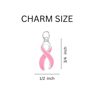 Large Pink Ribbon Breast Cancer Awareness Chunky Charm Bracelets