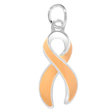 Load image into Gallery viewer, Bulk Peach Ribbon Charms for Uterine Cancer Awareness and Jewelry Making - The Awareness Company