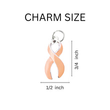 Load image into Gallery viewer, Bulk Peach Ribbon Hanging Charms for Uterine Cancer - The Awareness Company