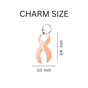 Bulk Peach Ribbon Hanging Charms for Uterine Cancer - The Awareness Company