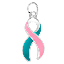 Load image into Gallery viewer, Bulk Pink &amp; Teal Ribbon Charms for Hereditary Breast Cancer Awareness - The Awareness Company
