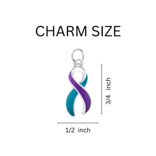 Load image into Gallery viewer, Teal &amp; Purple Ribbon Hanging Earrings