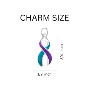 Teal & Purple Ribbon Split Ring Style Keychain