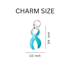 Teal Ribbon Horseshoe Key Chains - The Awareness Company