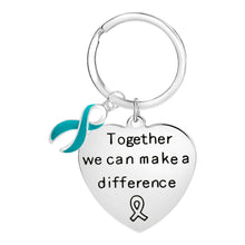 Load image into Gallery viewer, Teal Ribbon Big Heart Key Chains