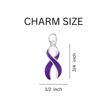 Load image into Gallery viewer, Bulk Purple Ribbon Charms for Alzheimers, Domestic Violence, Cancer Survivor Jewelry Making