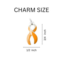 Load image into Gallery viewer, Bulk Orange Ribbon Charms for Leukemia and Multiple Sclerosis Jewelry Making - The Awareness Company