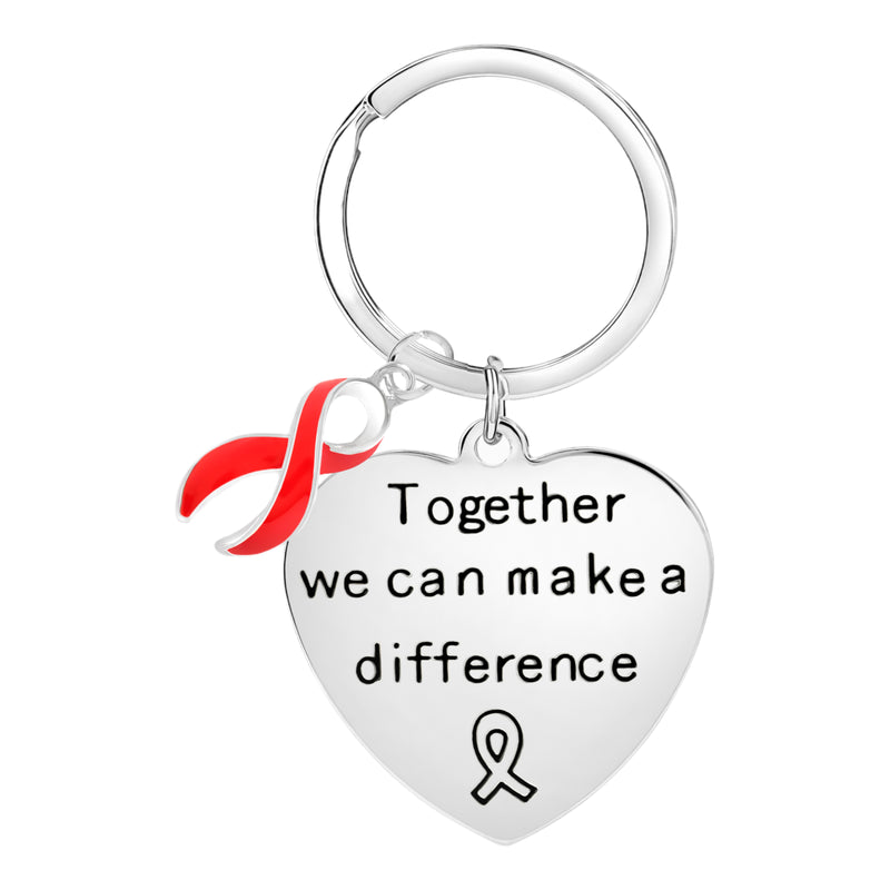 Big Heart Red Ribbon Key Chains