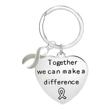 Load image into Gallery viewer, Gray Ribbon Big Heart Key Chains