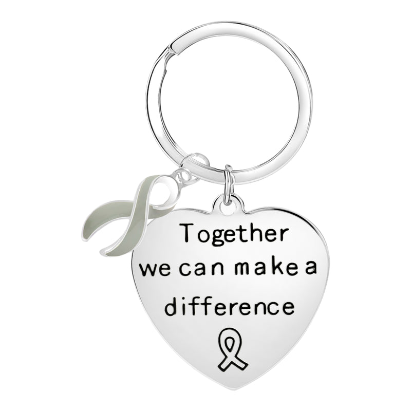 Gray Ribbon Big Heart Key Chains