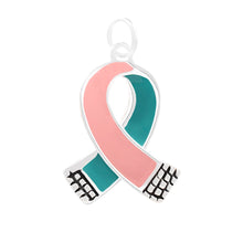Load image into Gallery viewer, Bulk Pink &amp; Teal Ribbon Charms for Herediary Breast Cancer - The Awareness Company