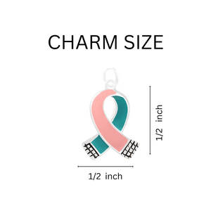 Bulk Pink & Teal Ribbon Charms for Herediary Breast Cancer - The Awareness Company
