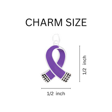 Load image into Gallery viewer, Bulk Small Size Purple Ribbon Necklaces for Cystic Fibrosis, Alzheiemers, Domestic Violence - The Awareness Company