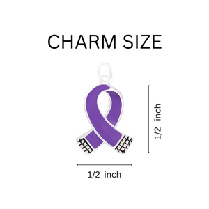 Bulk Small Size Purple Ribbon Necklaces for Cystic Fibrosis, Alzheiemers, Domestic Violence - The Awareness Company