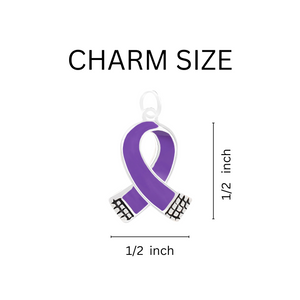 Bulk Small Size Purple Ribbon Hanging Charms - The Awareness Company