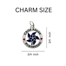 Load image into Gallery viewer, Bulk Dark Blue Pinwheel Charm Child Abuse Prevention Retractable Bracelets - The Awareness Company