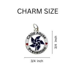 Bulk Dark Blue Pinwheel Charm Child Abuse Prevention Rope Bracelets - The Awareness Company