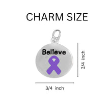 Load image into Gallery viewer, Bulk Believe Circle Charm Purple Ribbon Cord Necklaces - The Awareness Company