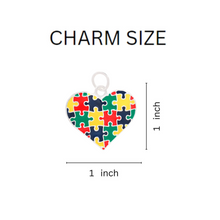 Load image into Gallery viewer, Bulk Colored Heart Puzzle Piece Autism Chunky Charm Bracelets - The Awareness Company