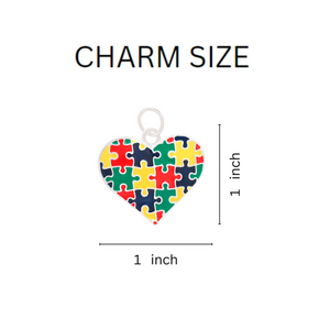 Bulk Autism Colored Puzzle Piece Heart Charms - The Awareness Company