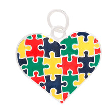 Load image into Gallery viewer, Bulk Autism Colored Puzzle Piece Heart Charms - The Awareness Company