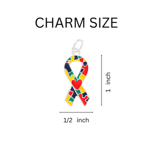 Bulk Autism Ribbon Heart Charms, Awareness Jewelry Parts - The Awareness Company