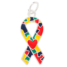 Load image into Gallery viewer, Bulk Autism Ribbon Heart Charms, Awareness Jewelry Parts - The Awareness Company