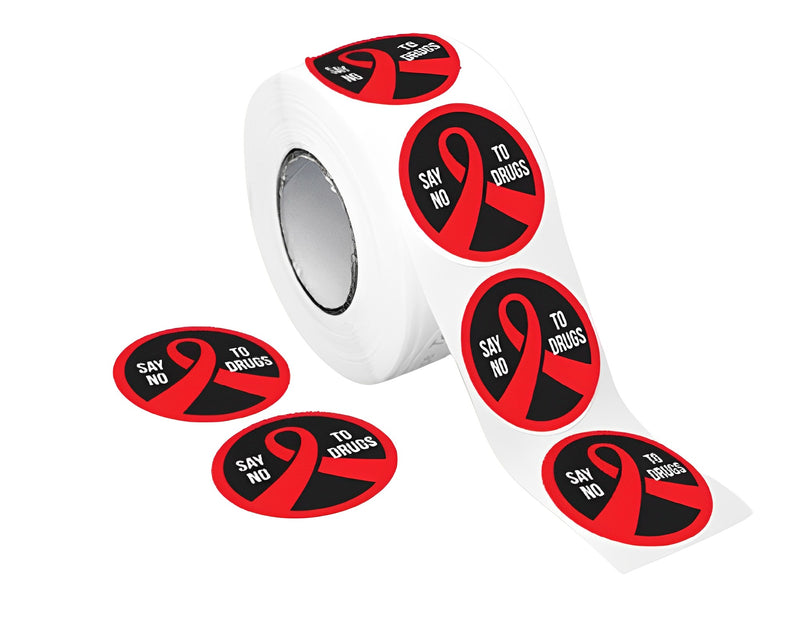 Red Ribbon Week Say No To Drugs Red Ribbon Circle Stickers (250 Stickers)