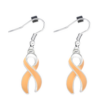 Load image into Gallery viewer, Bulk Peach Ribbon Earrings for Uterine Cancer - The Awareness Company