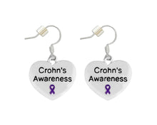 Load image into Gallery viewer, Bulk Purple Ribbon Crohn&#39;s Disease Awareness Heart Earrings - The Awareness Company