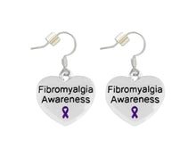 Load image into Gallery viewer, Bulk Purple Ribbon  Fibromyalgia Awareness Heart Earrings - The Awareness Company