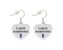 Load image into Gallery viewer, Bulk Purple Ribbon Lupus Awareness Heart Earrings - The Awareness Company