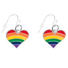 Load image into Gallery viewer, Rainbow Flag Heart Earrings