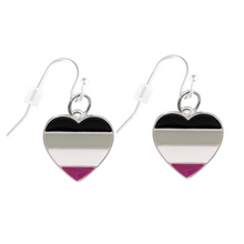 Load image into Gallery viewer, Asexual Flag Heart Earrings