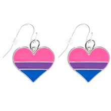 Load image into Gallery viewer, Bisexual Flag Heart Earrings
