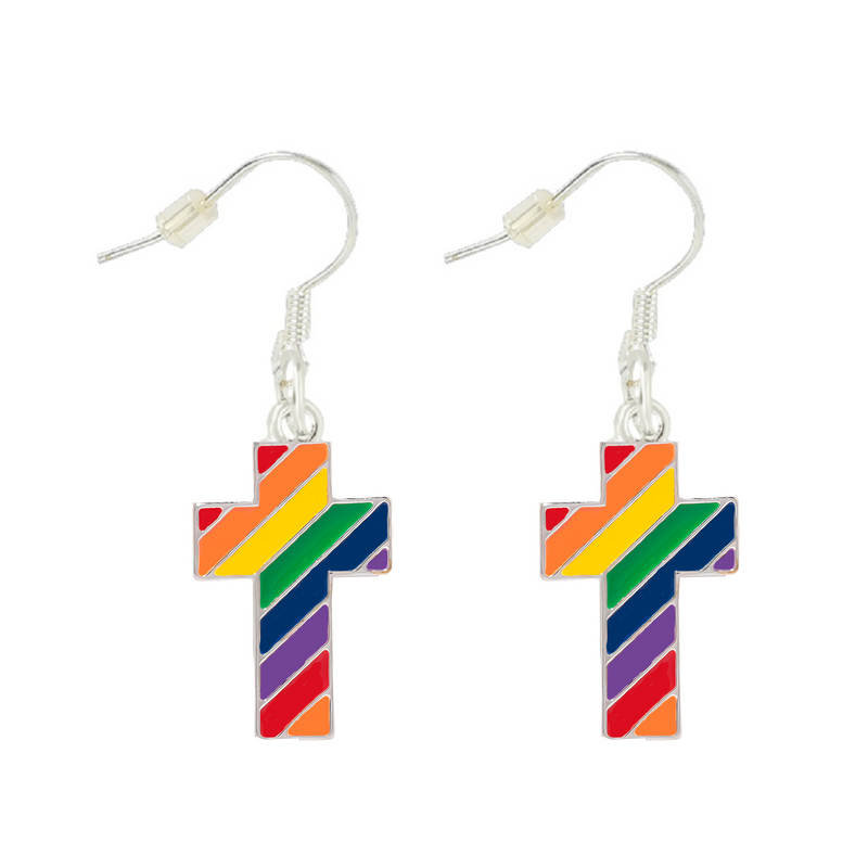 Rainbow Flag Cross Earrings