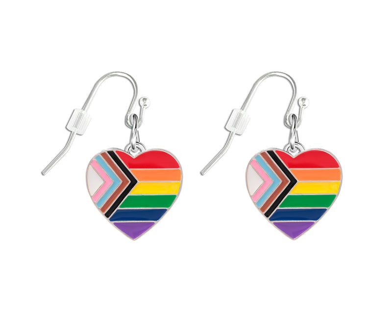 Rainbow Heart Flag Hanging Earrings by Daniel Quasar