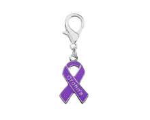 Load image into Gallery viewer, Bulk Purple Ribbon Crohn&#39;s Disease Awareness Hanging Charms - The Awareness Company