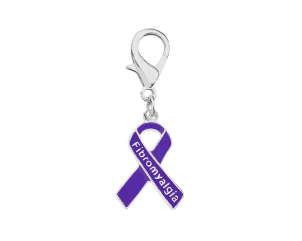 Bulk Purple Ribbon Fibromyalgia Awareness Hanging Charms - The Awareness Company