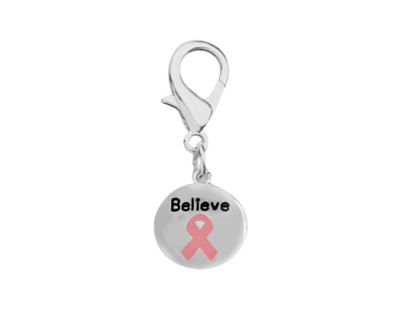 Circle Believe Pink Ribbon Hanging Charms - The Awareness Company