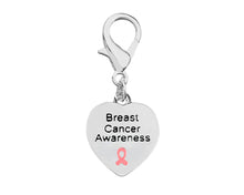 Load image into Gallery viewer, Bulk Heart Shaped Breast Cancer Awareness Hanging Charms - The Awareness Company