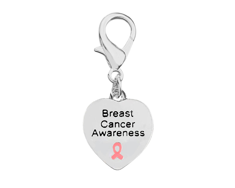 Bulk Heart Shaped Breast Cancer Awareness Hanging Charms - The Awareness Company