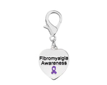 Load image into Gallery viewer, Bulk Heart Shaped Fibromyalgia Awareness Hanging Charms - The Awareness Company