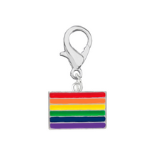 Load image into Gallery viewer, Bulk Rainbow Flag LGBTQ Pride Rectangle Hanging Charms for Pet Collars - The Awareness Company
