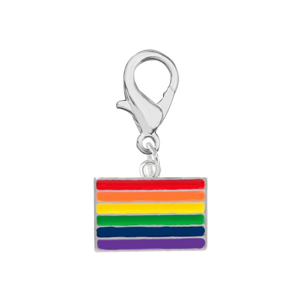Bulk Rainbow Flag LGBTQ Pride Rectangle Hanging Charms for Pet Collars - The Awareness Company