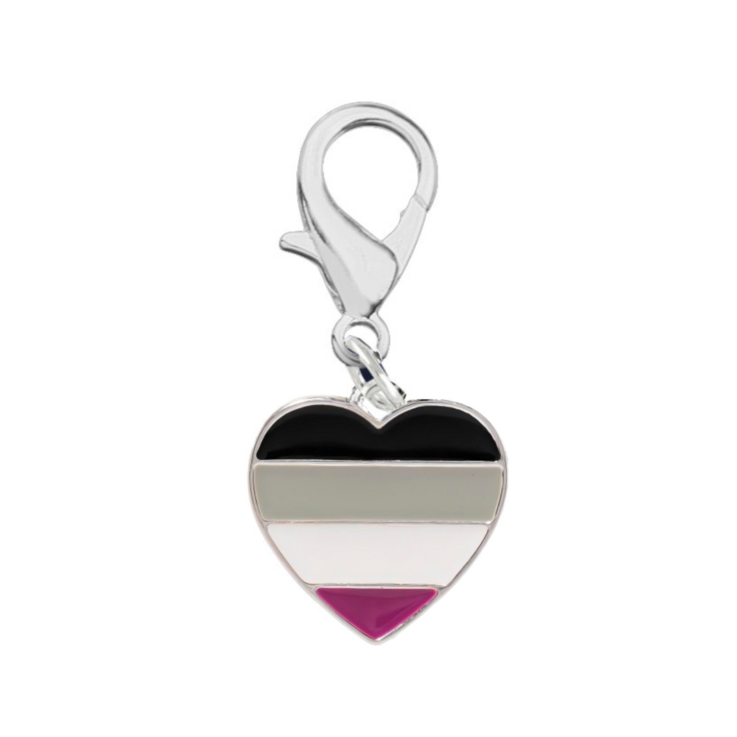 Bulk Asexual LGBTQ Pride Heart Hanging Charms - Gay Pride Charms - The Awareness Company