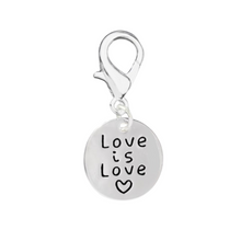 Load image into Gallery viewer, Bulk Love Is Love Circle Hanging Charms, Gay Pride Pet Jewelry - The Awareness Company